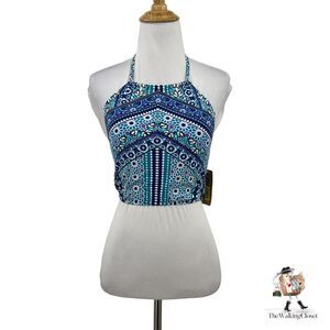 Cremieux Casa Blanca Midkini Swim Top Womens S Small Multi Halter Lace Up Back